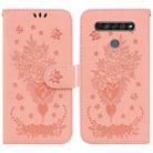 For LG K61 Butterfly Rose Embossed Leather Phone Case(Pink) - 1