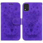 For LG K42 Butterfly Rose Embossed Leather Phone Case(Purple) - 1