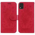 For LG K42 Butterfly Rose Embossed Leather Phone Case(Red) - 1