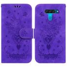 For LG K50 / Q60 Butterfly Rose Embossed Leather Phone Case(Purple) - 1
