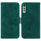 For LG Velvet / G9 5G / 4G Butterfly Rose Embossed Leather Phone Case(Green) - 1