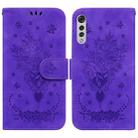 For LG Velvet / G9 5G / 4G Butterfly Rose Embossed Leather Phone Case(Purple) - 1