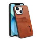 For iPhone 13 KSQ Calf Texture All-inclusive PU Phone Case(Brown) - 1