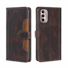 For Motorola Moto G Stylus 5G 2022 Stitching Skin Feel Magnetic Buckle Horizontal Flip PU Leather Case(Brown) - 1