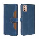 For Motorola Moto G9 Plus Stitching Skin Feel Magnetic Buckle Horizontal Flip PU Leather Case(Blue) - 1