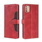 For Motorola Moto G9 Plus Stitching Skin Feel Magnetic Buckle Horizontal Flip PU Leather Case(Red) - 1