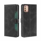 For Motorola Moto G9 Plus Stitching Skin Feel Magnetic Buckle Horizontal Flip PU Leather Case(Black) - 1