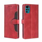 For Motorola Moto G22 Stitching Skin Feel Magnetic Buckle Horizontal Flip PU Leather Case(Red) - 1