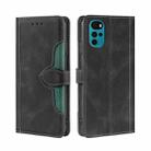 For Motorola Moto G22 Stitching Skin Feel Magnetic Buckle Horizontal Flip PU Leather Case(Black) - 1