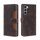 For Motorola Moto G200 5G/Edge S30 Stitching Skin Feel Magnetic Buckle Horizontal Flip PU Leather Case(Brown) - 1