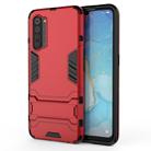 For OPPO Reno3 PC + TPU Shockproof Protective Case with Holder(Red) - 1