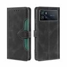 For vivo iQOO 9 Stitching Skin Feel Magnetic Buckle Horizontal Flip PU Leather Case(Black) - 1