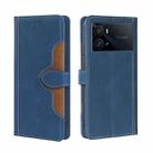 For vivo iQOO 9 Pro 5G Stitching Skin Feel Magnetic Buckle Horizontal Flip PU Leather Case(Blue) - 1