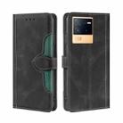 For vivo iQOO Neo6 5G Stitching Skin Feel Magnetic Buckle Horizontal Flip PU Leather Case(Black) - 1