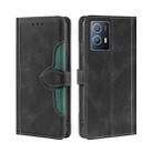 For vivo iQOO U5 5G Stitching Skin Feel Magnetic Buckle Horizontal Flip PU Leather Case(Black) - 1