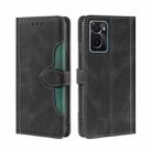 For OPPO A36/A76 Global Stitching Skin Feel Magnetic Buckle Horizontal Flip PU Leather Case(Black) - 1