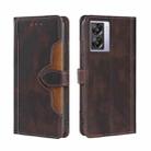 For OPPO A57 5G 2022/Realme Q5i Stitching Skin Feel Magnetic Buckle Horizontal Flip PU Leather Case(Brown) - 1