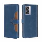 For OPPO A57 5G 2022/Realme Q5i Stitching Skin Feel Magnetic Buckle Horizontal Flip PU Leather Case(Blue) - 1