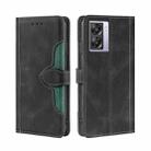 For OPPO A57 5G 2022/Realme Q5i Stitching Skin Feel Magnetic Buckle Horizontal Flip PU Leather Case(Black) - 1