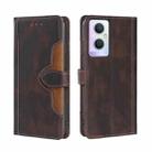 For OPPO A96 5G Stitching Skin Feel Magnetic Buckle Horizontal Flip PU Leather Case(Brown) - 1