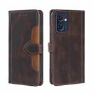 For OPPO Find X5 Lite Stitching Skin Feel Magnetic Buckle Horizontal Flip PU Leather Case(Brown) - 1