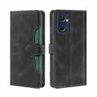 For OPPO Find X5 Lite Stitching Skin Feel Magnetic Buckle Horizontal Flip PU Leather Case(Black) - 1