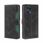 For OPPO Find X5 Pro Stitching Skin Feel Magnetic Buckle Horizontal Flip PU Leather Case(Black) - 1