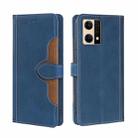 For OPPO Reno7 4G/F21 Pro Stitching Skin Feel Magnetic Buckle Horizontal Flip PU Leather Case(Blue) - 1