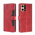 For OPPO Reno7 4G/F21 Pro Stitching Skin Feel Magnetic Buckle Horizontal Flip PU Leather Case(Red) - 1