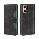 For OPPO Reno7 4G/F21 Pro Stitching Skin Feel Magnetic Buckle Horizontal Flip PU Leather Case(Black) - 1