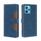 For OPPO Realme 9 Pro+ Stitching Skin Feel Magnetic Buckle Horizontal Flip PU Leather Case(Blue) - 1