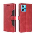 For OPPO Realme 9 Pro+ Stitching Skin Feel Magnetic Buckle Horizontal Flip PU Leather Case(Red) - 1