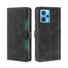 For OPPO Realme 9 Pro+ Stitching Skin Feel Magnetic Buckle Horizontal Flip PU Leather Case(Black) - 1