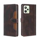 For OPPO Realme C35 Stitching Skin Feel Magnetic Buckle Horizontal Flip PU Leather Case(Brown) - 1