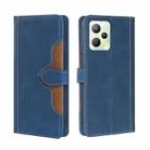 For OPPO Realme C35 Stitching Skin Feel Magnetic Buckle Horizontal Flip PU Leather Case(Blue) - 1