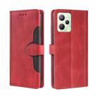 For OPPO Realme C35 Stitching Skin Feel Magnetic Buckle Horizontal Flip PU Leather Case(Red) - 1