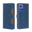 For OPPO Realme GT Neo3 Stitching Skin Feel Magnetic Buckle Horizontal Flip PU Leather Case(Blue) - 1