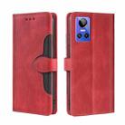 For OPPO Realme GT Neo3 Stitching Skin Feel Magnetic Buckle Horizontal Flip PU Leather Case(Red) - 1