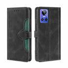 For OPPO Realme GT Neo3 Stitching Skin Feel Magnetic Buckle Horizontal Flip PU Leather Case(Black) - 1