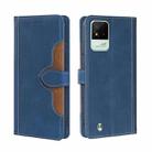 For OPPO Realme Narzo 50i Stitching Skin Feel Magnetic Buckle Horizontal Flip PU Leather Case(Blue) - 1