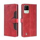 For OPPO Realme Narzo 50i Stitching Skin Feel Magnetic Buckle Horizontal Flip PU Leather Case(Red) - 1