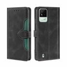 For OPPO Realme Narzo 50i Stitching Skin Feel Magnetic Buckle Horizontal Flip PU Leather Case(Black) - 1