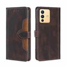 For vivo S12 5G/V23 Stitching Skin Feel Magnetic Buckle Horizontal Flip PU Leather Case(Brown) - 1