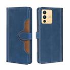 For vivo S12 5G/V23 Stitching Skin Feel Magnetic Buckle Horizontal Flip PU Leather Case(Blue) - 1