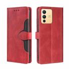 For vivo S12 5G/V23 Stitching Skin Feel Magnetic Buckle Horizontal Flip PU Leather Case(Red) - 1