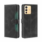 For vivo S12 5G/V23 Stitching Skin Feel Magnetic Buckle Horizontal Flip PU Leather Case(Black) - 1