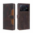 For vivo X Note 5G Stitching Skin Feel Magnetic Buckle Horizontal Flip PU Leather Case(Brown) - 1