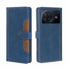 For vivo X Note 5G Stitching Skin Feel Magnetic Buckle Horizontal Flip PU Leather Case(Blue) - 1