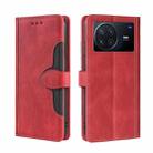 For vivo X Note 5G Stitching Skin Feel Magnetic Buckle Horizontal Flip PU Leather Case(Red) - 1