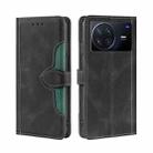 For vivo X Note 5G Stitching Skin Feel Magnetic Buckle Horizontal Flip PU Leather Case(Black) - 1